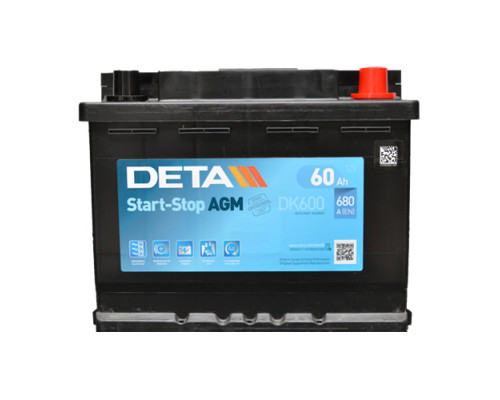 Акумулятор Deta AGM Start Stop 60Ah 680A R+