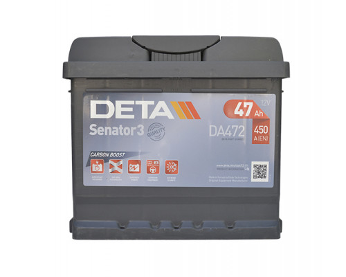 Акумулятор Deta Senator 3 Carbon Boost 47Ah 450A R+