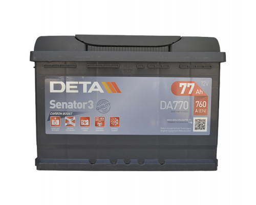 Акумулятор Deta Senator 3 Carbon Boost (DA770) 77Ah 760A R+