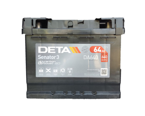 Акумулятор Deta Senator 3 Carbon Boost (DA640) 64Ah 640A R+