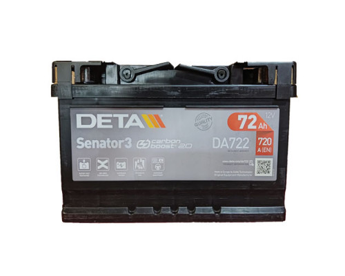 Акумулятор Deta Senator 3 Carbon Boost (DA722) 72Ah 720A R+