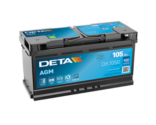 Акумулятор Deta AGM Start Stop 105Ah 950A R+