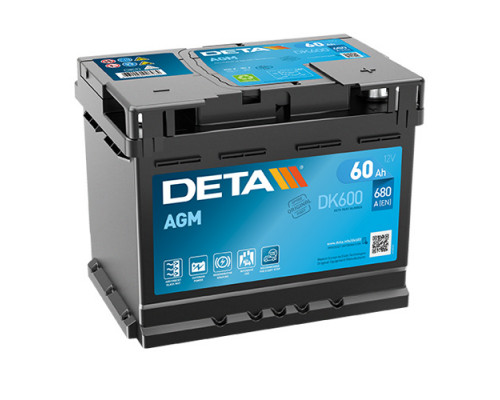 Акумулятор Deta AGM Start Stop 60Ah 680A R+