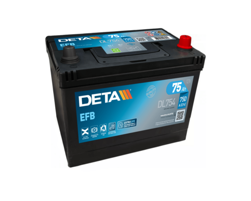 Акумулятор Deta EFB Start Stop asia (DL754) 75Ah 750A JR+