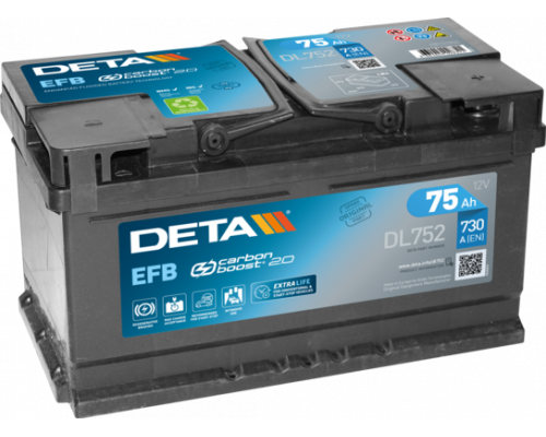 Акумулятор Deta EFB Start Stop (DL752) 75Ah 730A R+