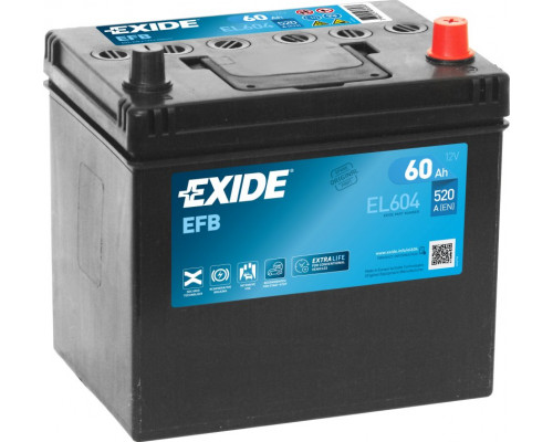 Акумулятор Exide EFB Start Stop asia (EL604) 60Ah 520A JR+