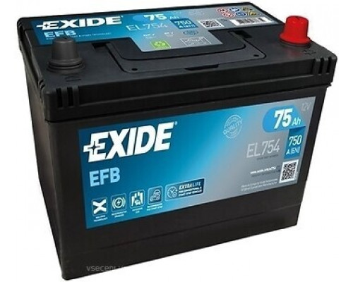 Акумулятор Exide EFB Start Stop asia (EL754) 75Ah 750A JR+