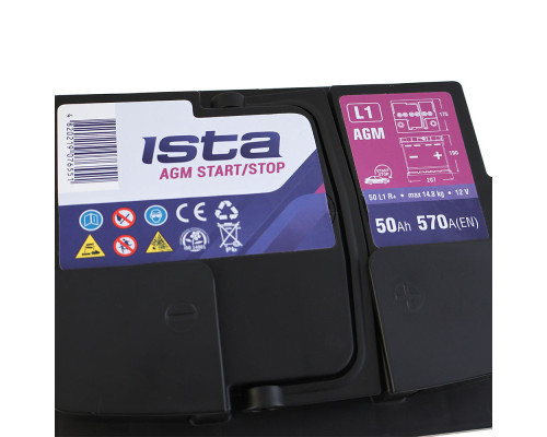 Акумулятор ISTA AGM Start Stop 50Ah 540A R+