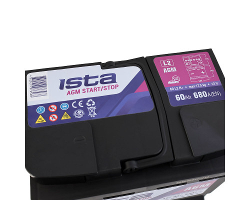 Акумулятор ISTA AGM Start Stop 60Ah 680A R+