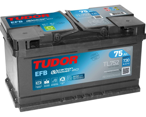 Акумулятор Tudor EFB Start Stop (TL752) 75Ah 730A R+